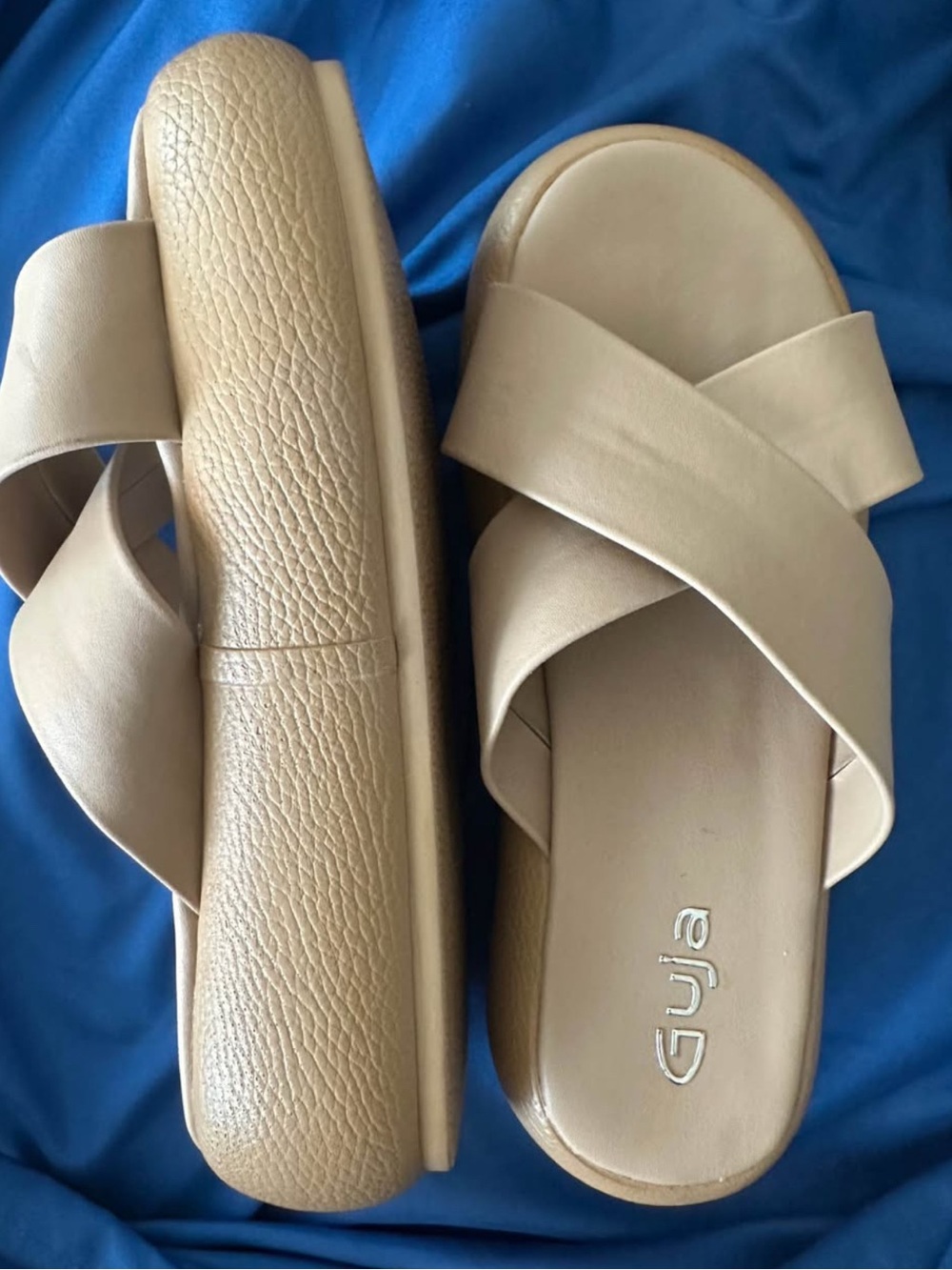 Neutral Tan Crisscross Slide Sandals for Women